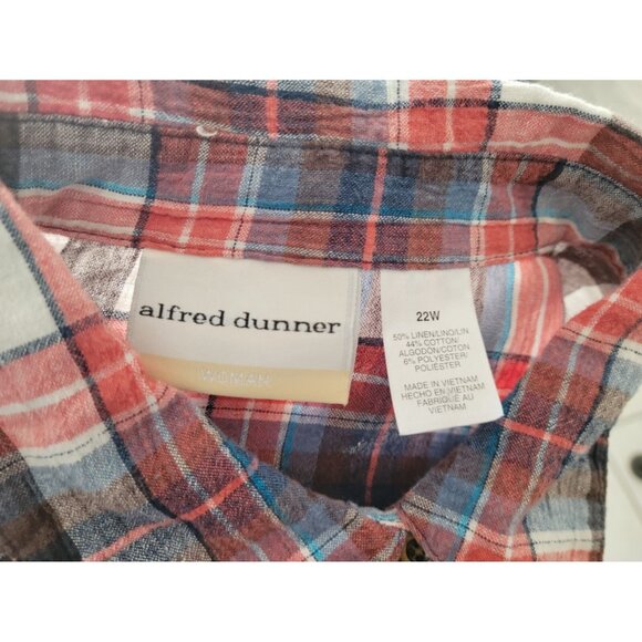 Alfred Dunner Womens Shirt 22W Plus Button Up Linen Cotton Ric Rac PLA74E - Picture 8 of 8